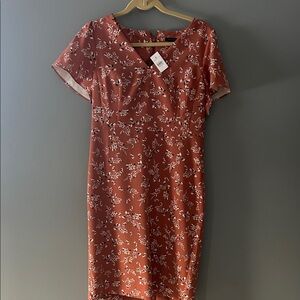 NWT Talbots Rust Floral Midi Dress